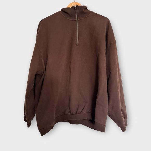 SKIMS Boyfriend Fleece Slouchy Half Zip Pullover – Espresso (NWT) OVERSIZED - Picture 10 of 12